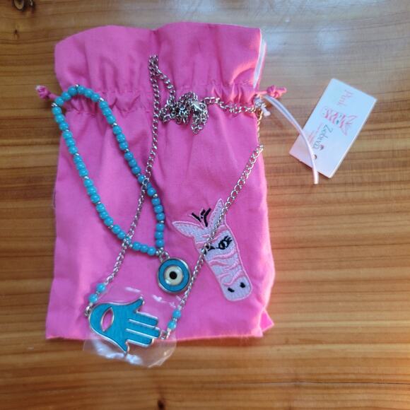 Evil Eye Hand Jewelry Set – Necklace & Bracelet with Blue Beads – New in Pouch - Picture 7 of 10